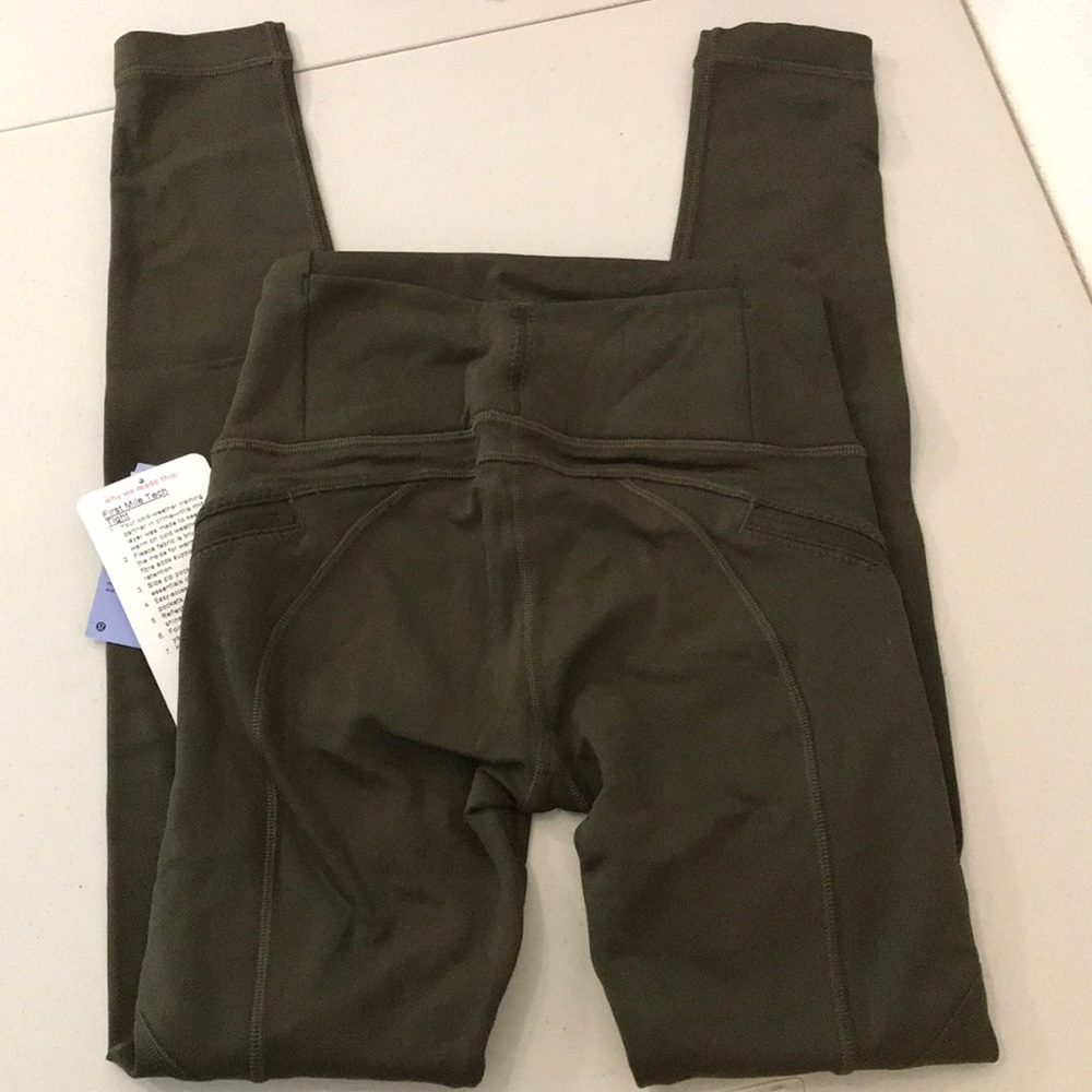 NWT MILT GREEN LULULEMON FIRST MILE TECH TIGHT - 4 - Picture 7 of 8